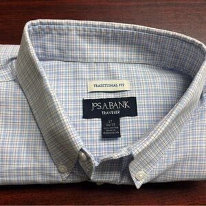 Jos. A. Bank Blue and White Plaid Men's Shirt